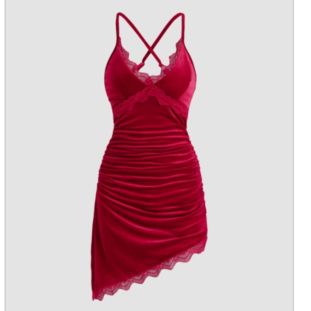 CIDER Lace Trim Slit Dress